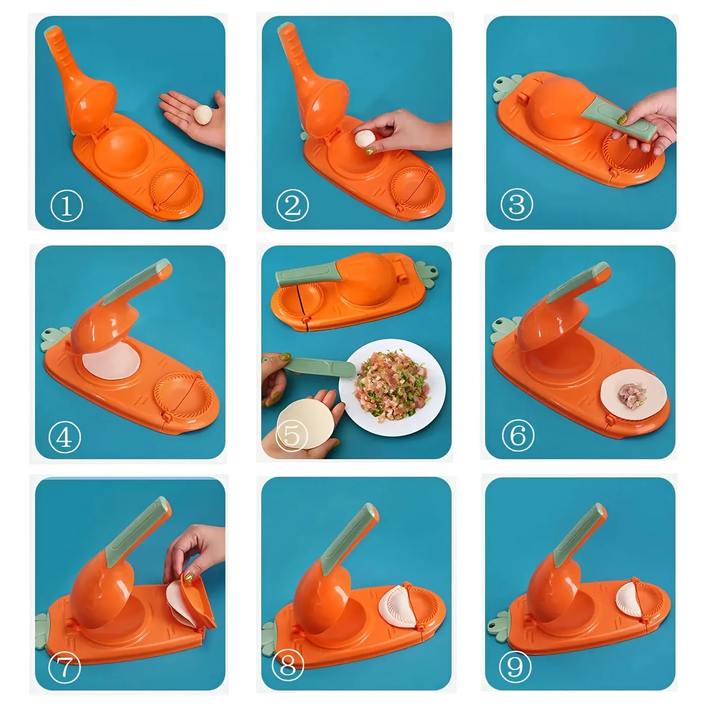1-Piece 10"/9" 2-in-1 Dumpling Maker