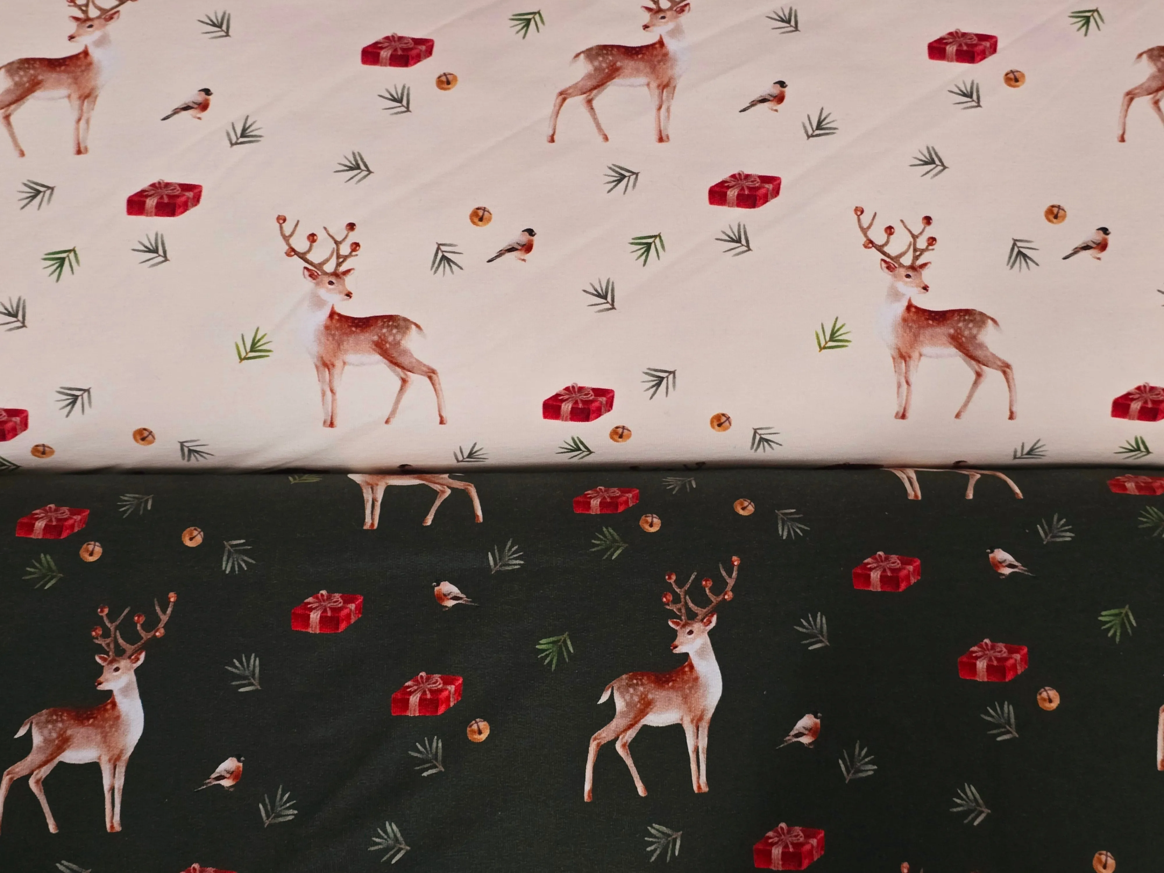 1.7M REMNANT CREAM REINDEERS BRUSHED FRENCH TERRY