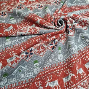1M GREY SNOWMEN REMNANT CHRISTMAS BRUSHED FRENCH TERRY