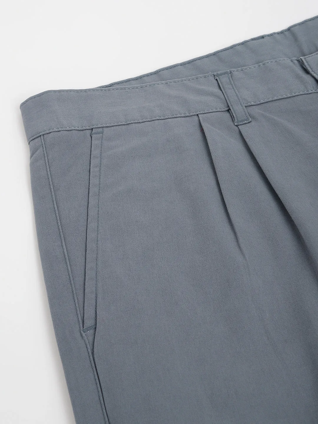 2 Way Stretch Pleated Chinos in Slate Grey- Comfort Fit