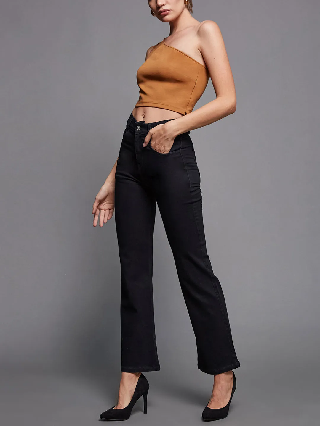24/7 Comfort Black Bootcut High-Rise Stretchable Denim Jeans