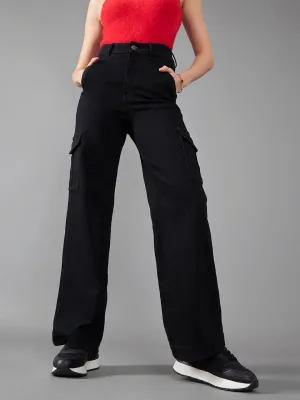 24/7 Comfort Blue Wide-Leg High-Rise Clean-Look Regular Stretchable Denim Jeans