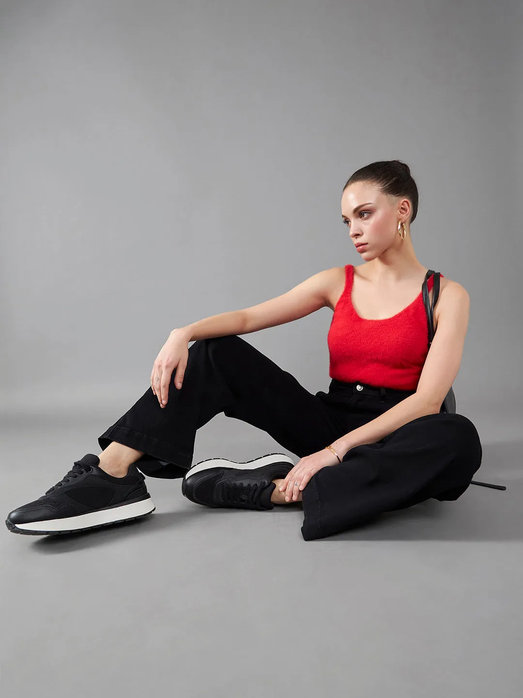 24/7 Comfort Blue Wide-Leg High-Rise Clean-Look Regular Stretchable Denim Jeans