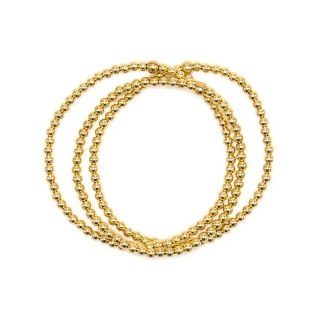 3mm 14k Yellow Gold Filled Bead Bracelet