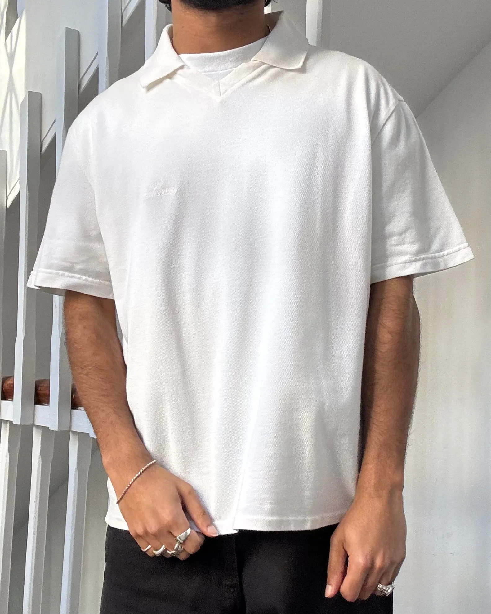 90s White Polo Shirt / Top (~M~)