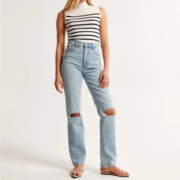 Abercrombie &amp; Fitch The '90s Straight Ultra High Rise Comfort Stretch Jean Sz 36