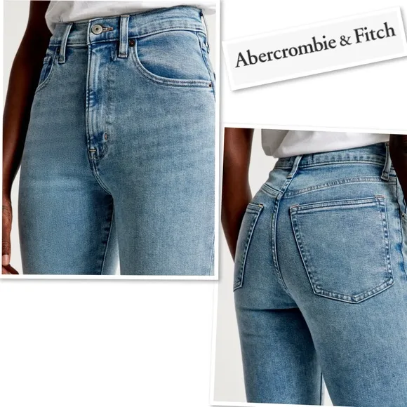 Abercrombie &amp; Fitch The Flare Ultra High Rise Stretch Jean In Light Blue Size 36