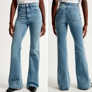 Abercrombie &amp; Fitch The Flare Ultra High Rise Stretch Jean In Light Blue Size 36