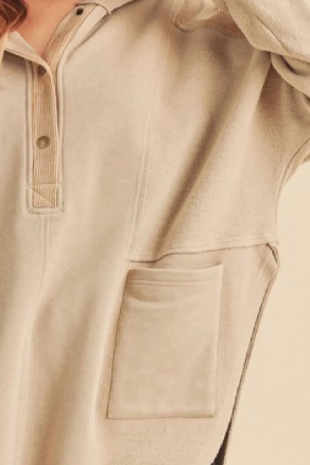 Aemi   Co Slit Half Snap Oversize Hoodie