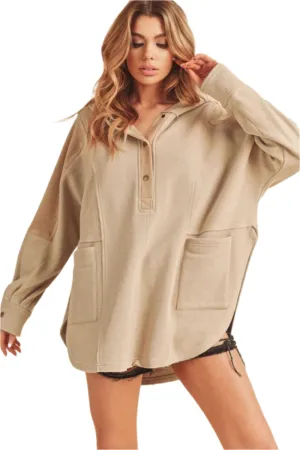 Aemi   Co Slit Half Snap Oversize Hoodie