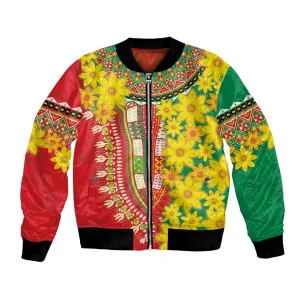 Afro Ethiopian New Year Bomber Jacket Enkutatash Adey Abeba Flower Art LT9