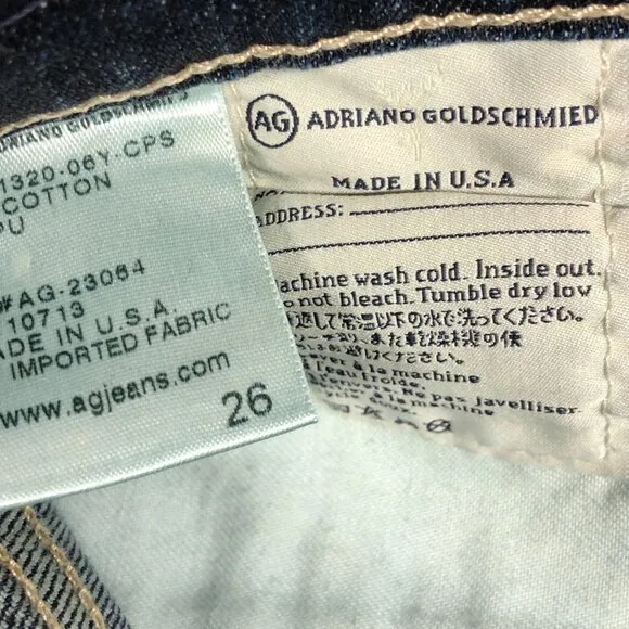 AG Adriano Goldschmied The Tomboy Crop Jean Ladies Size 26 EUC  **