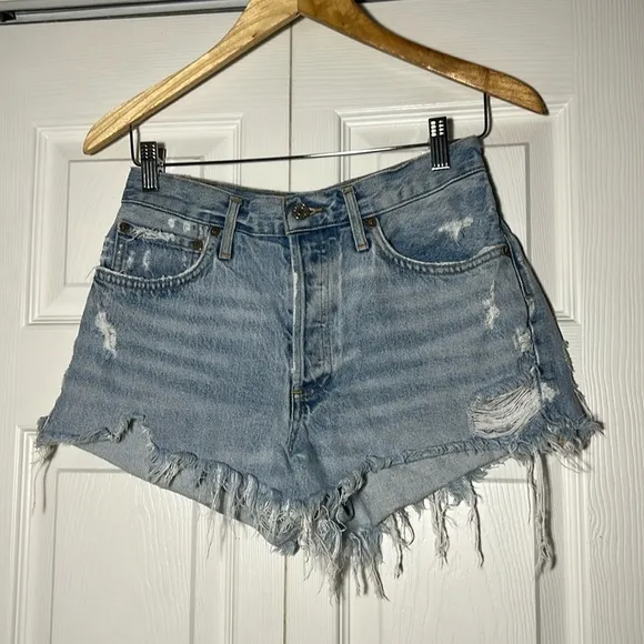 Agolde Cotton Cut Off Jeans Short 28