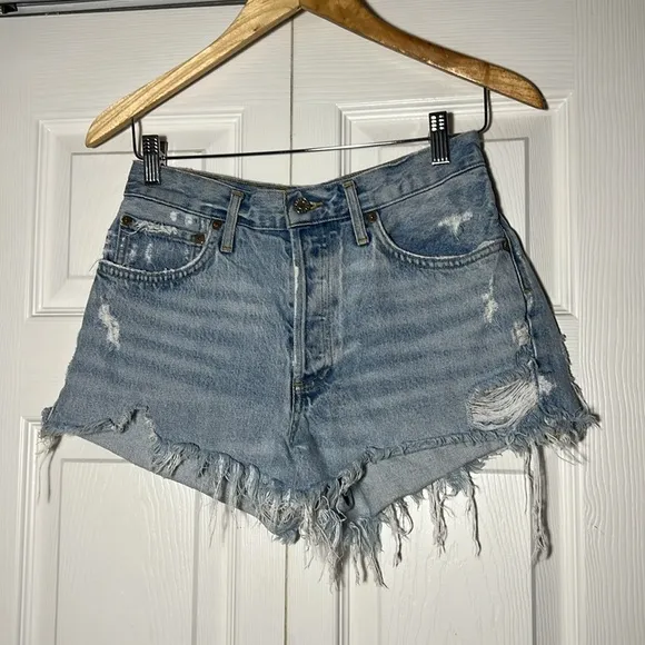 Agolde Cotton Cut Off Jeans Short 28