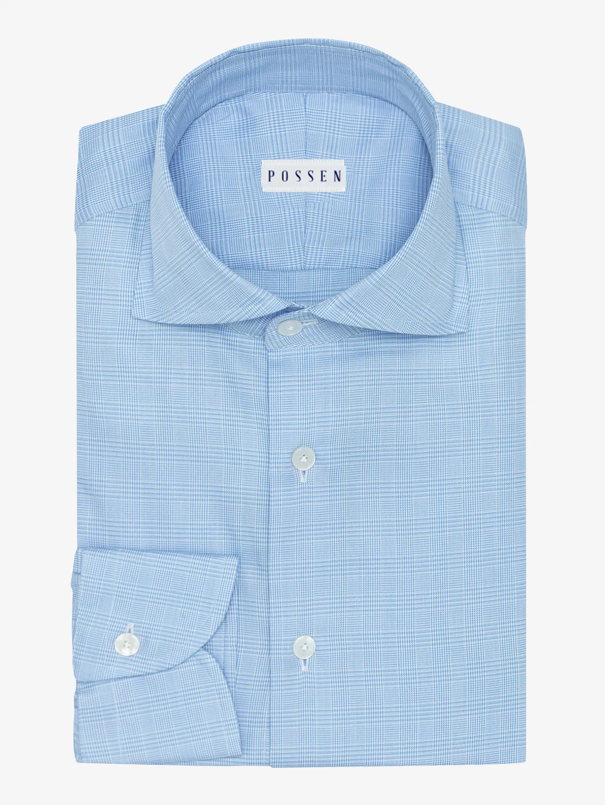 Albini Light Blue Glencheck Cotton Fine Twill