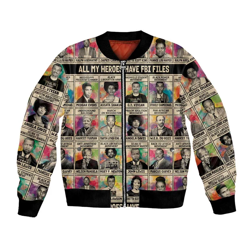 All My Heroes Have FBI Files Bomber Jacket Civil Rights Leaders DT02