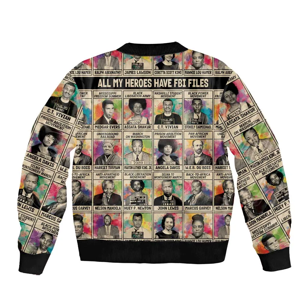 All My Heroes Have FBI Files Bomber Jacket Civil Rights Leaders DT02