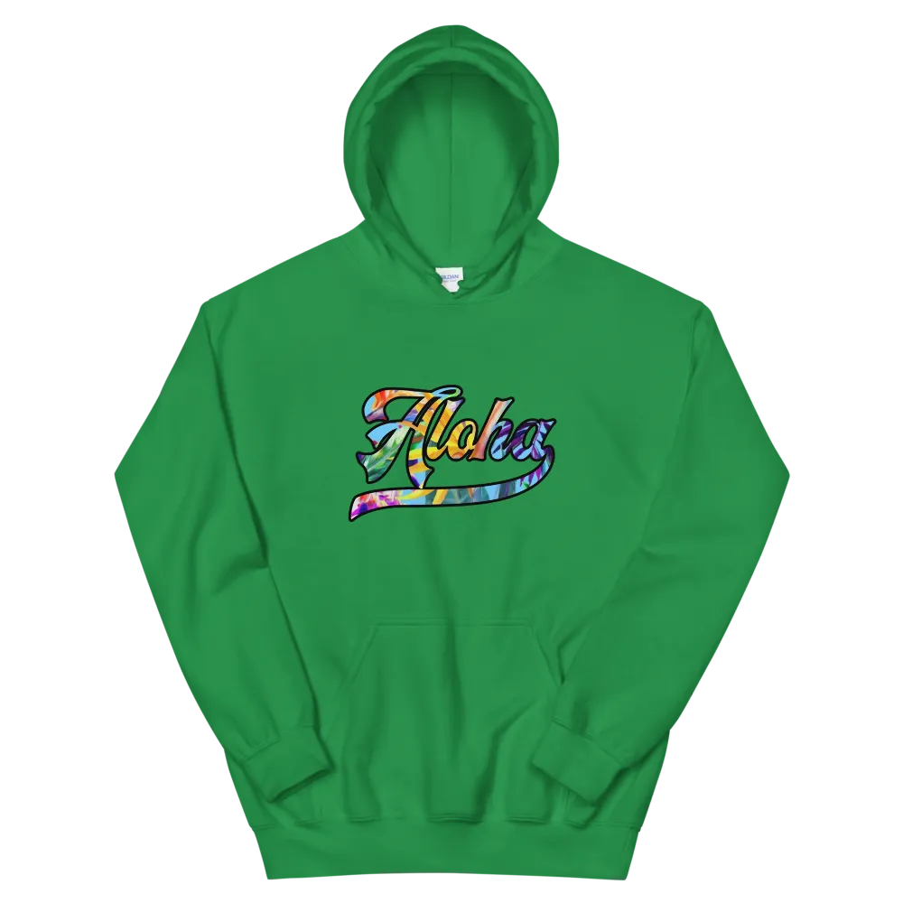 Aloha Script ~ Floral with Black Border *ADULT HOODIE*