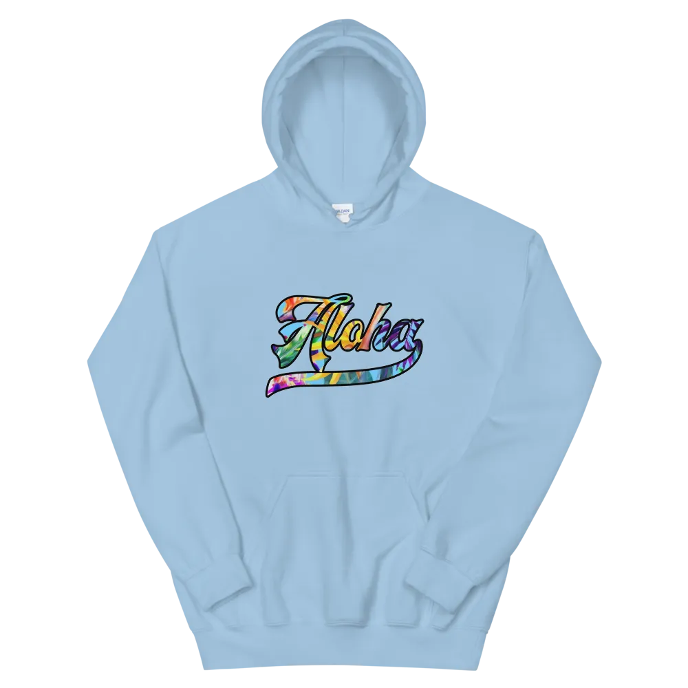 Aloha Script ~ Floral with Black Border *ADULT HOODIE*