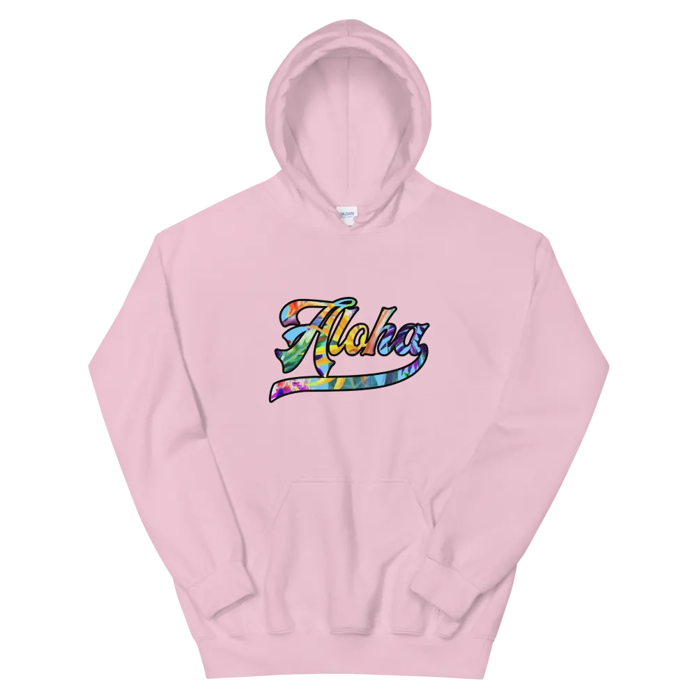 Aloha Script ~ Floral with Black Border *ADULT HOODIE*