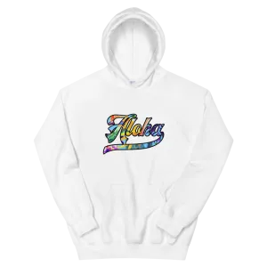 Aloha Script ~ Floral with Black Border *ADULT HOODIE*