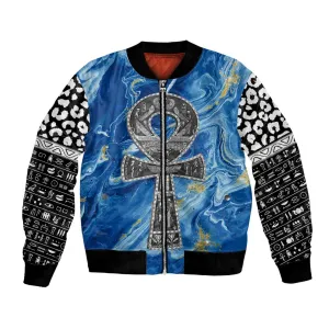 Ankh On Blue Bomber Jacket Pan African DT02