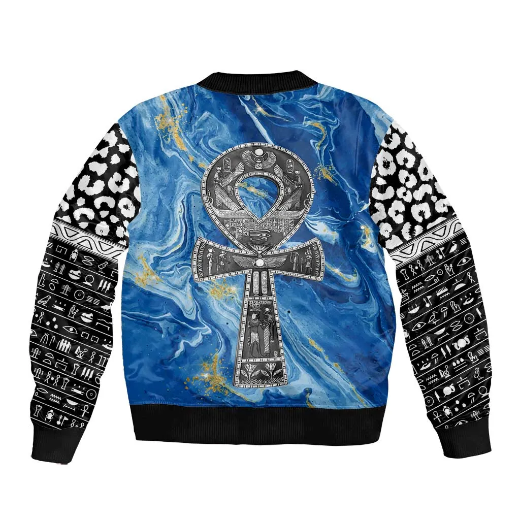 Ankh On Blue Bomber Jacket Pan African DT02