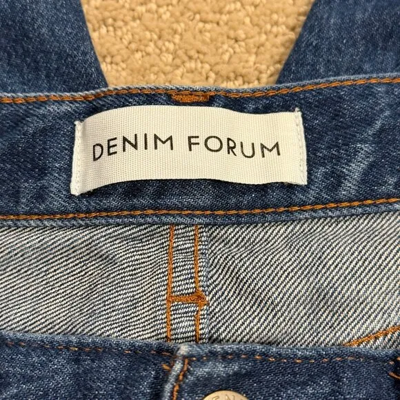 Aritzia Denim Forum Jeans Farrah Hi-Rise 70s Wide Leg Boho Dark Size 30 #114512