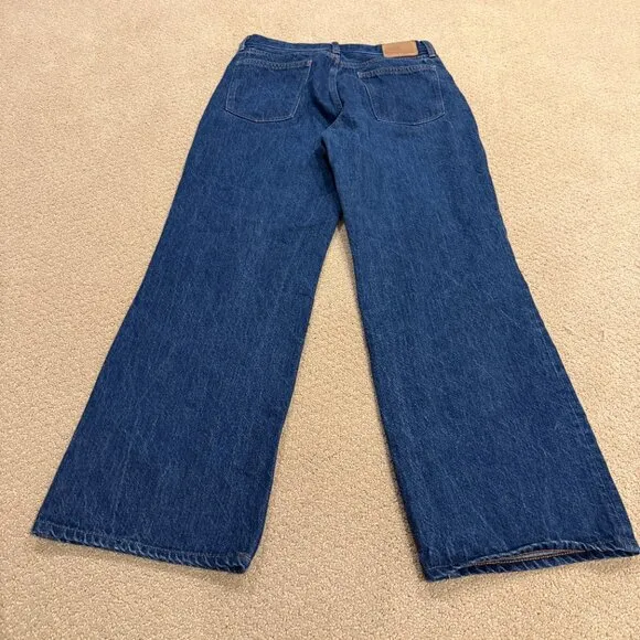 Aritzia Denim Forum Jeans Farrah Hi-Rise 70s Wide Leg Boho Dark Size 30 #114512