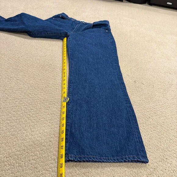 Aritzia Denim Forum Jeans Farrah Hi-Rise 70s Wide Leg Boho Dark Size 30 #114512