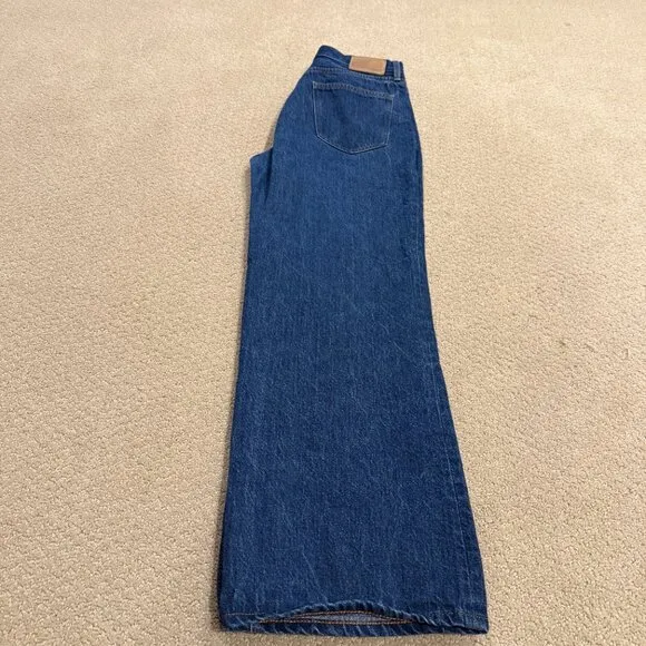 Aritzia Denim Forum Jeans Farrah Hi-Rise 70s Wide Leg Boho Dark Size 30 #114512