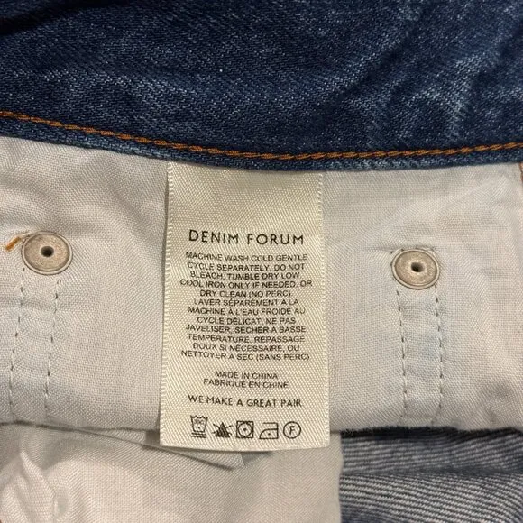 Aritzia Denim Forum Jeans Farrah Hi-Rise 70s Wide Leg Boho Dark Size 30 #114512