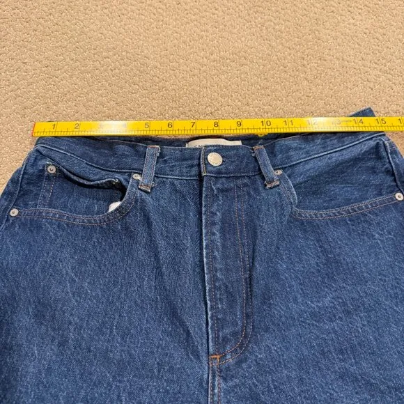 Aritzia Denim Forum Jeans Farrah Hi-Rise 70s Wide Leg Boho Dark Size 30 #114512