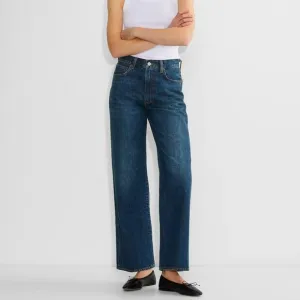 Aritzia Denim Forum Jeans Farrah Hi-Rise 70s Wide Leg Boho Dark Size 30 #114512