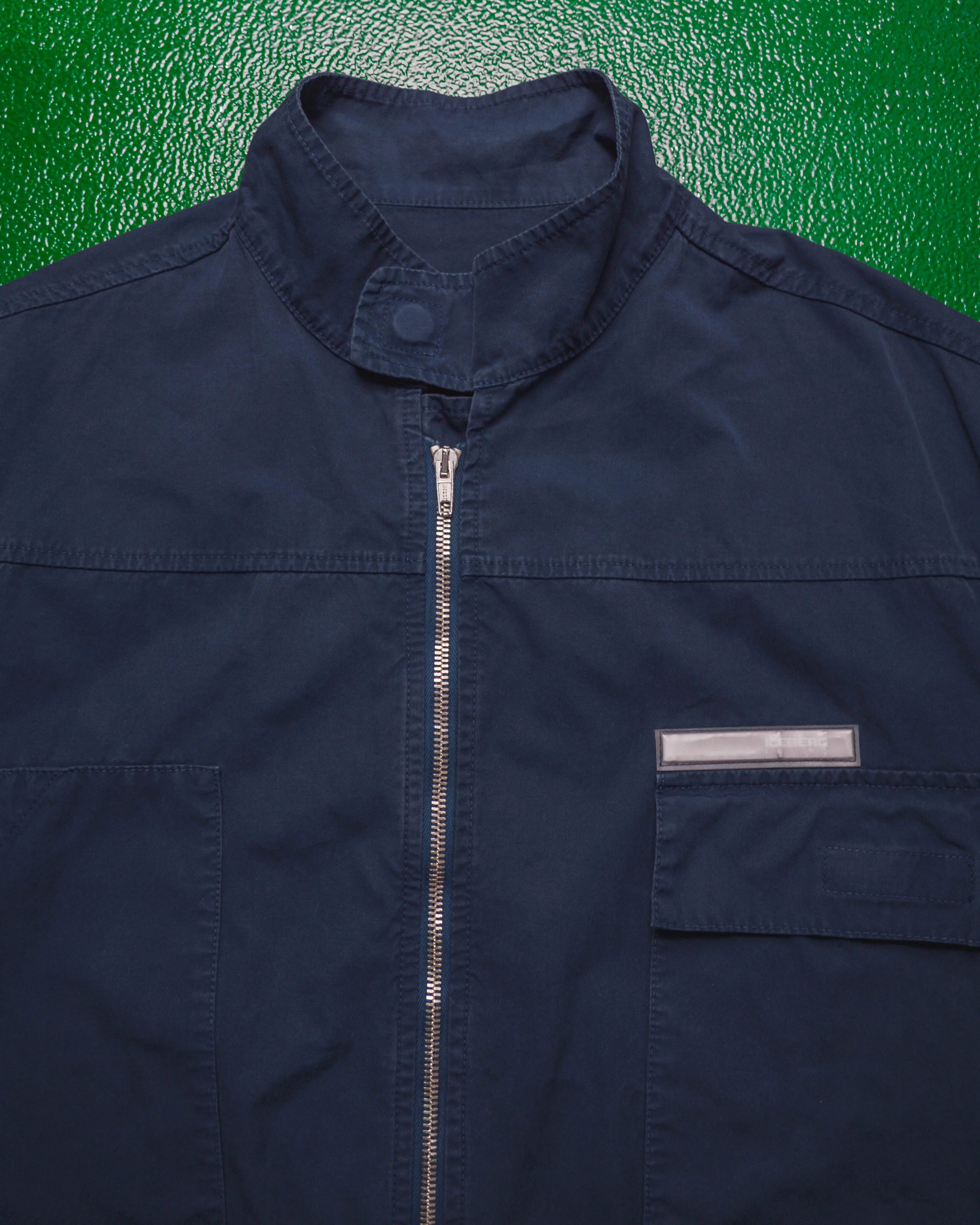 Asymmetrical Multi - Pocket  Navy Work Jacket (M~L)