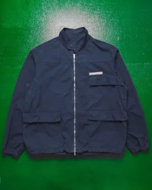 Asymmetrical Multi - Pocket  Navy Work Jacket (M~L)