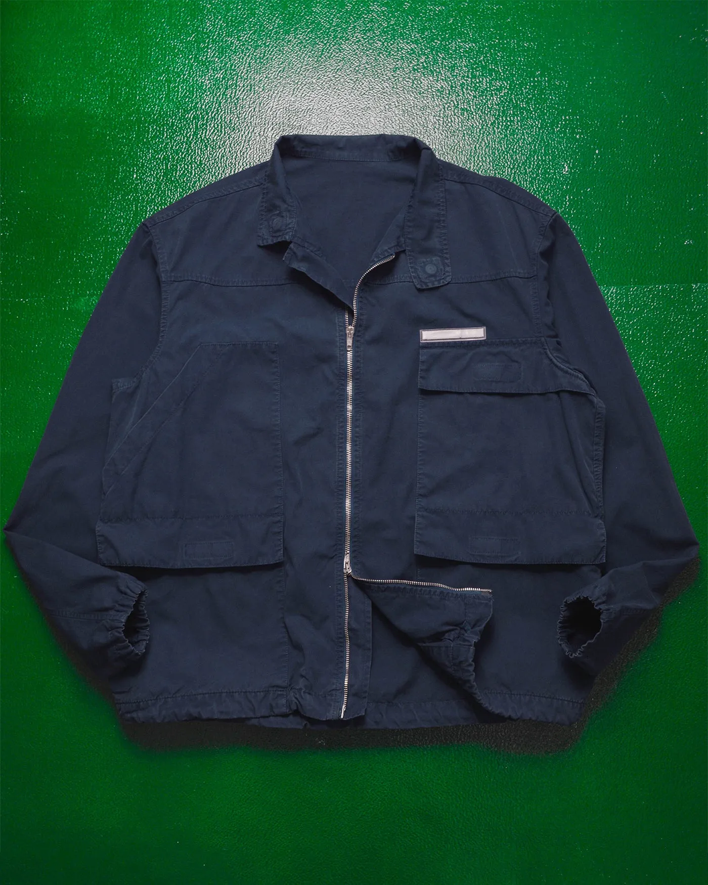 Asymmetrical Multi - Pocket  Navy Work Jacket (M~L)