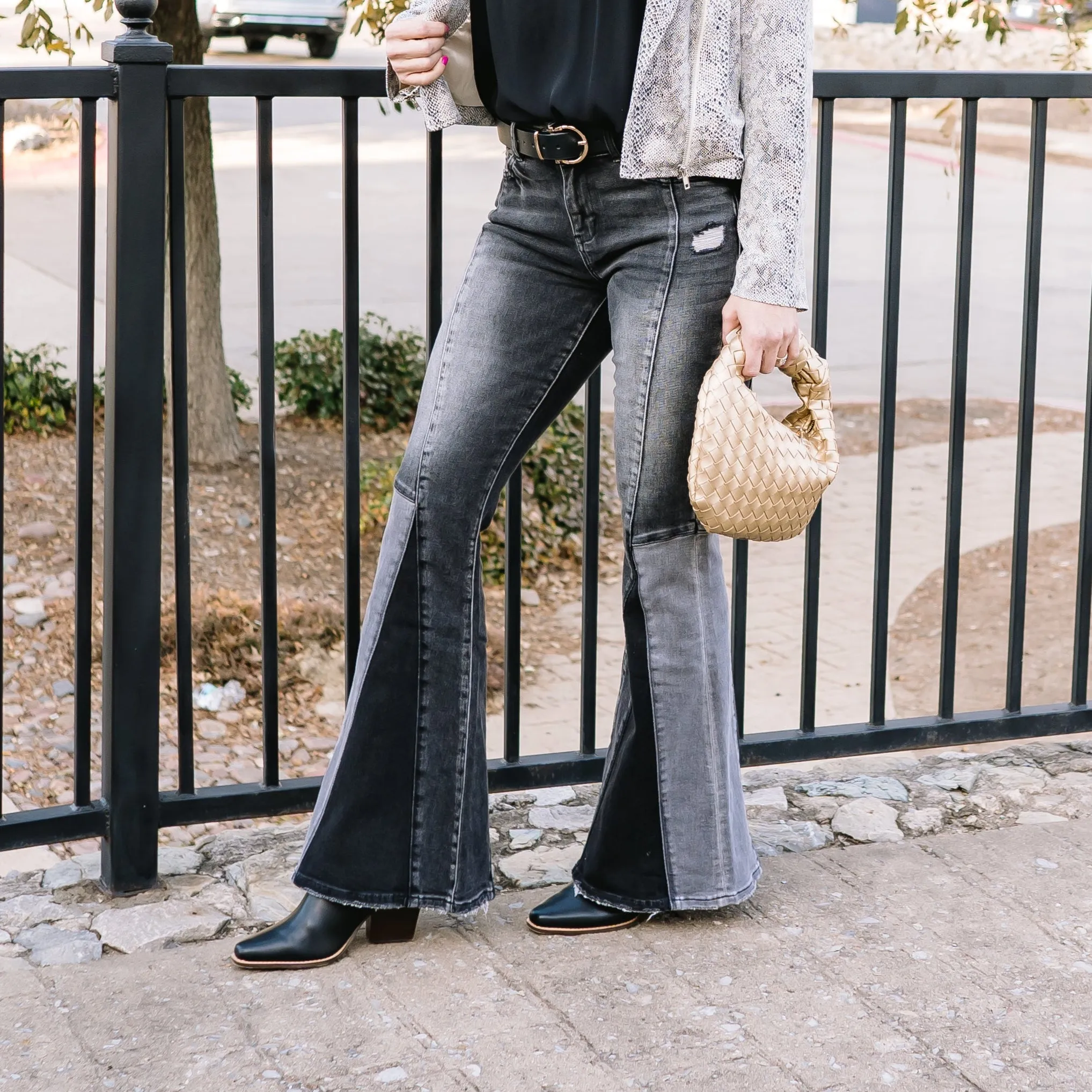 Aurora Black High Rise Flare Panel Jean- FINAL SALE