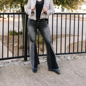 Aurora Black High Rise Flare Panel Jean- FINAL SALE