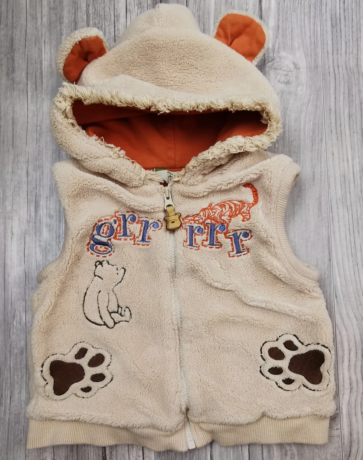 BABY BOY SIZE 18 MONTHS - DISNEY Baby, Thick Fleece, Hooded Vest EUC B39