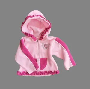 BABY GIRL SIZE 3/6 MONTHS - WILSON Soft Fleece Pullover Sweater, Pink, Ruffled EUC B27