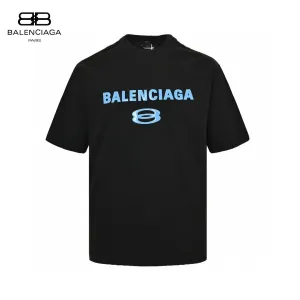 Balenciaga Blue Logo T-Shirt (Black)