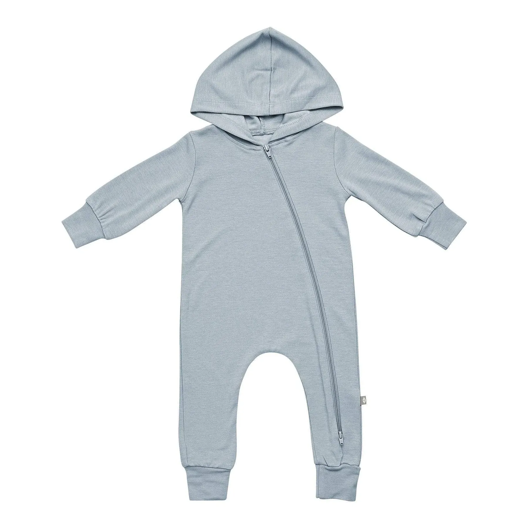 Bamboo Jersey Hooded Zippered Romper- Fog