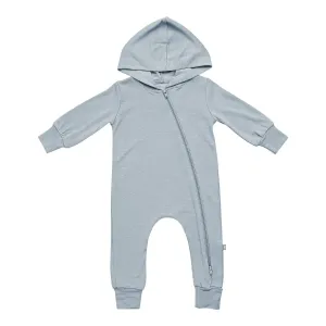 Bamboo Jersey Hooded Zippered Romper- Fog