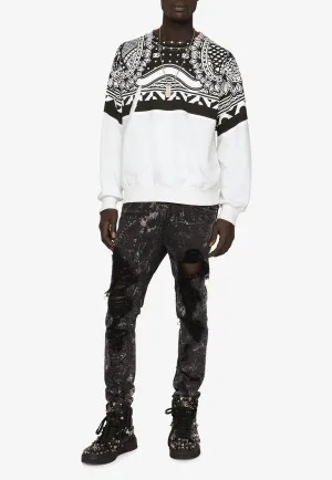 Bandana-Printed Pullover Sweatshirt