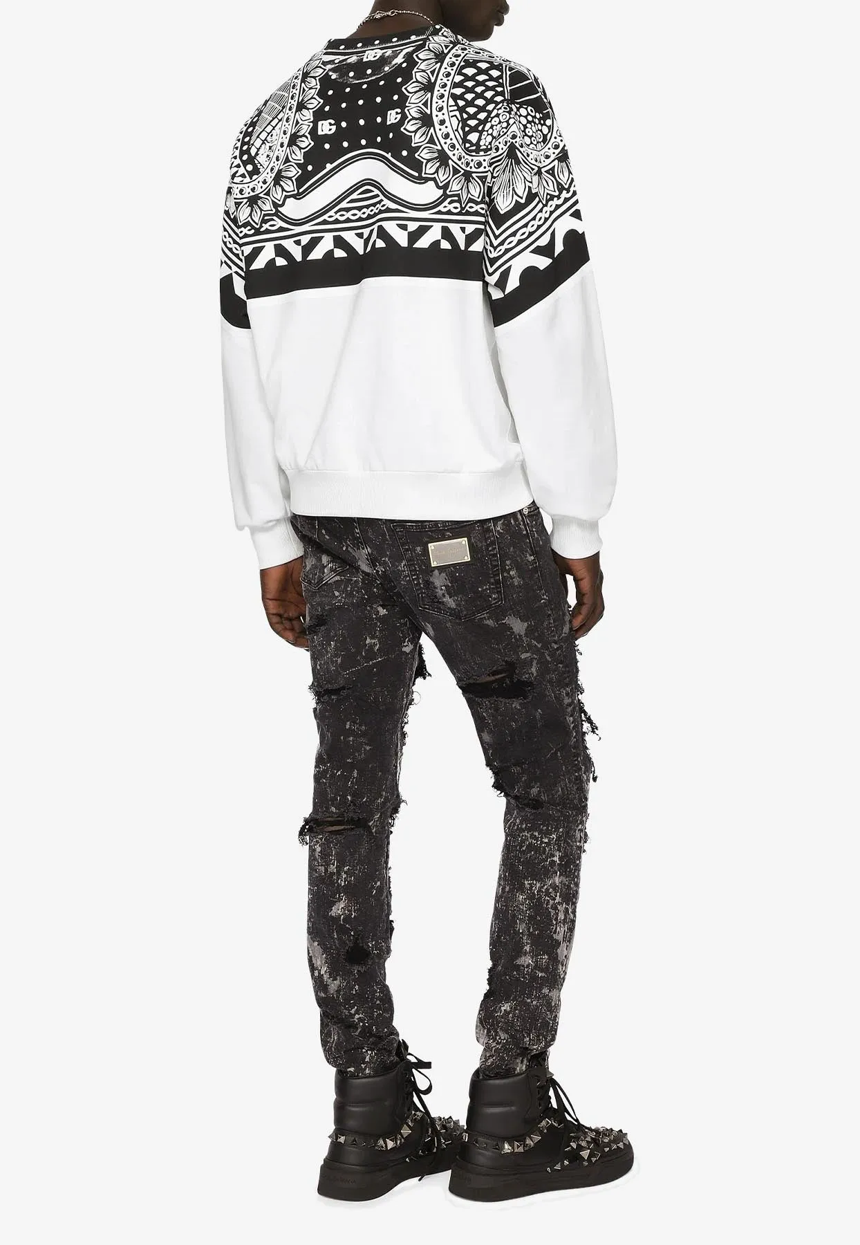 Bandana-Printed Pullover Sweatshirt