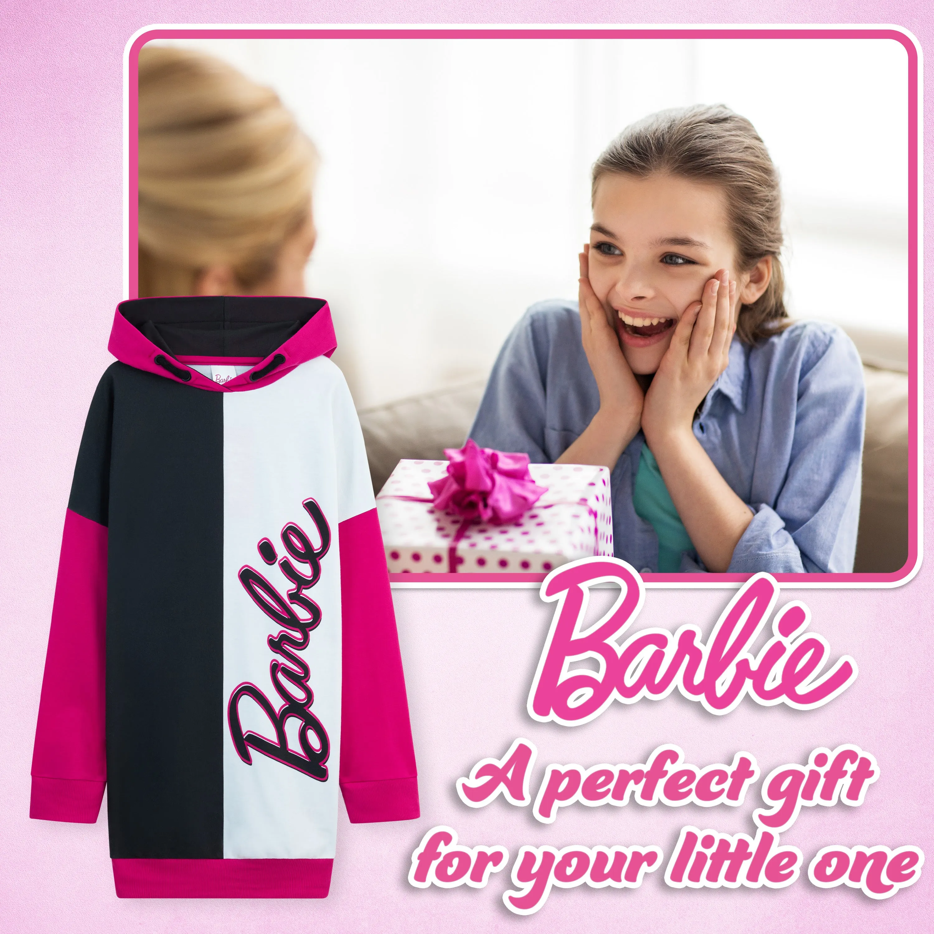 Barbie Oversized Hoodie - Sweater Dress for Girls