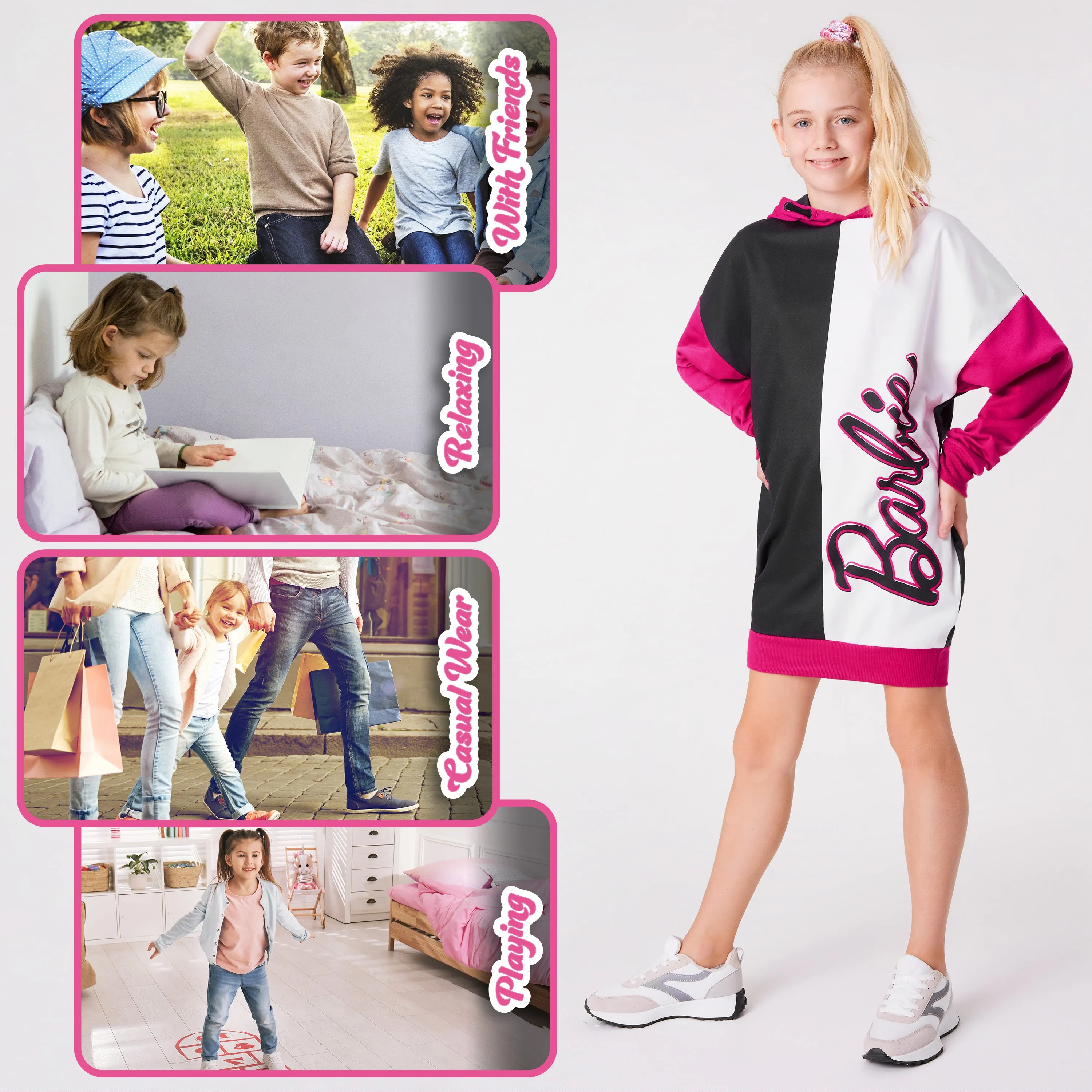 Barbie Oversized Hoodie - Sweater Dress for Girls