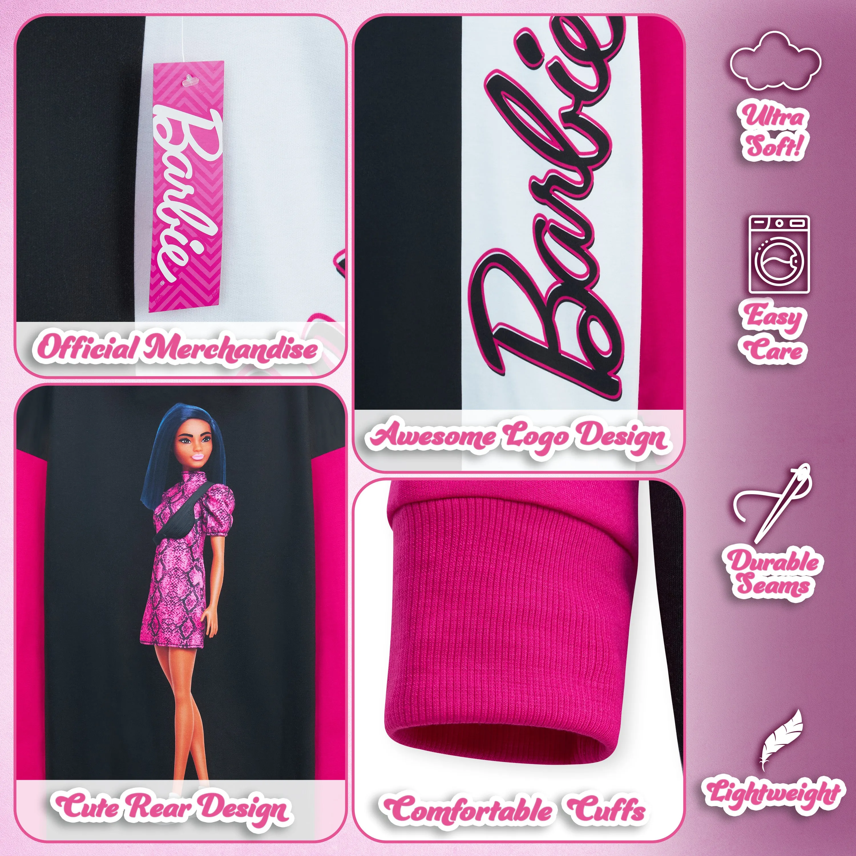 Barbie Oversized Hoodie - Sweater Dress for Girls