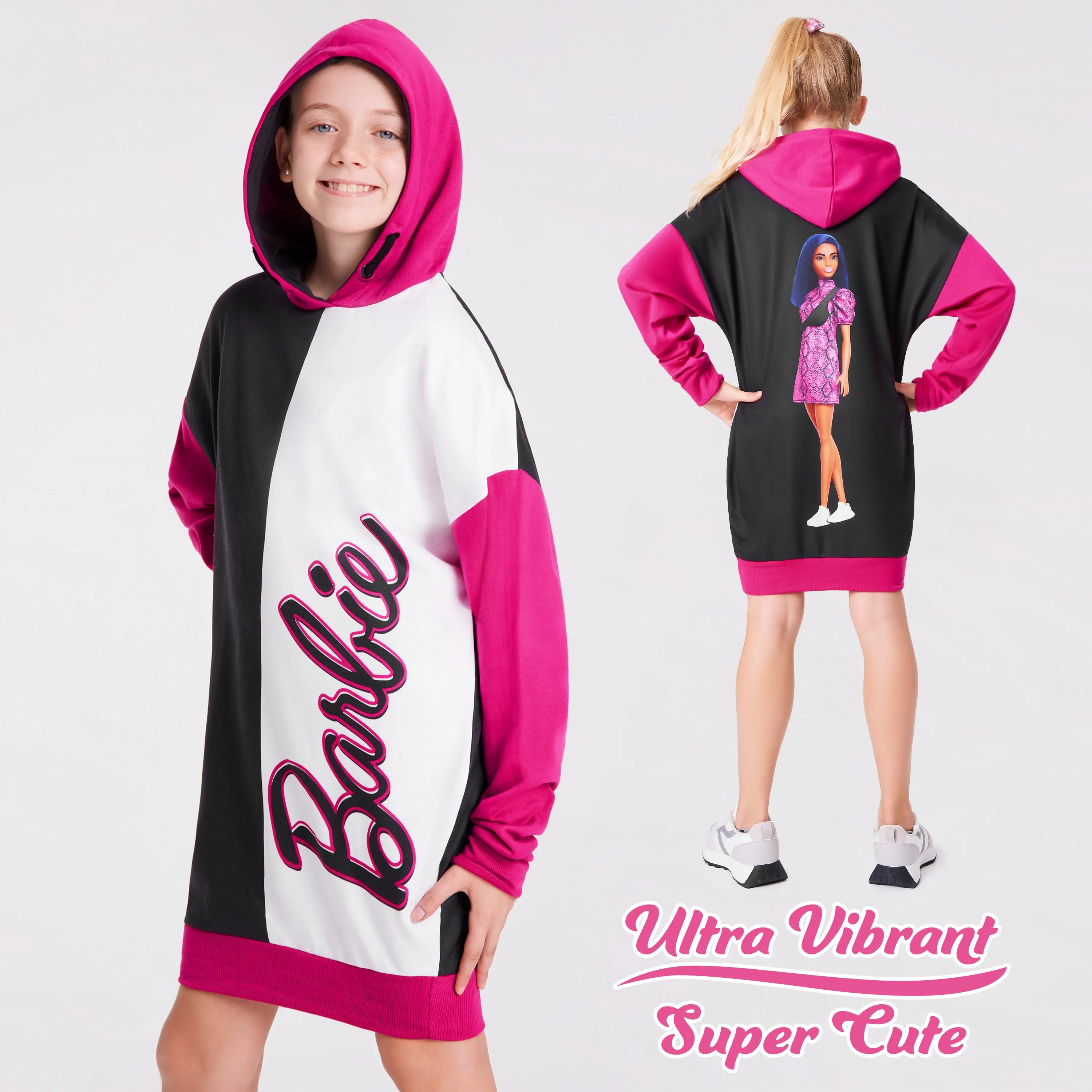Barbie Oversized Hoodie - Sweater Dress for Girls
